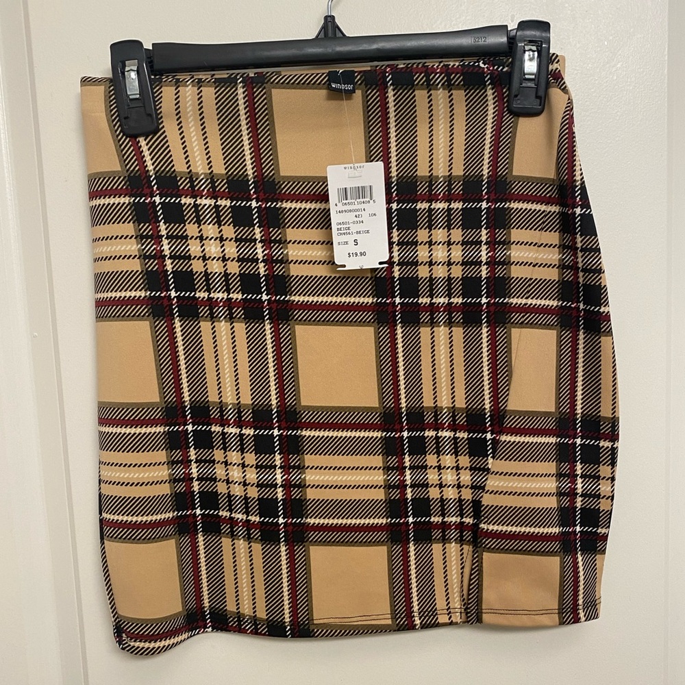 Windsor side slit plaid mini skirt